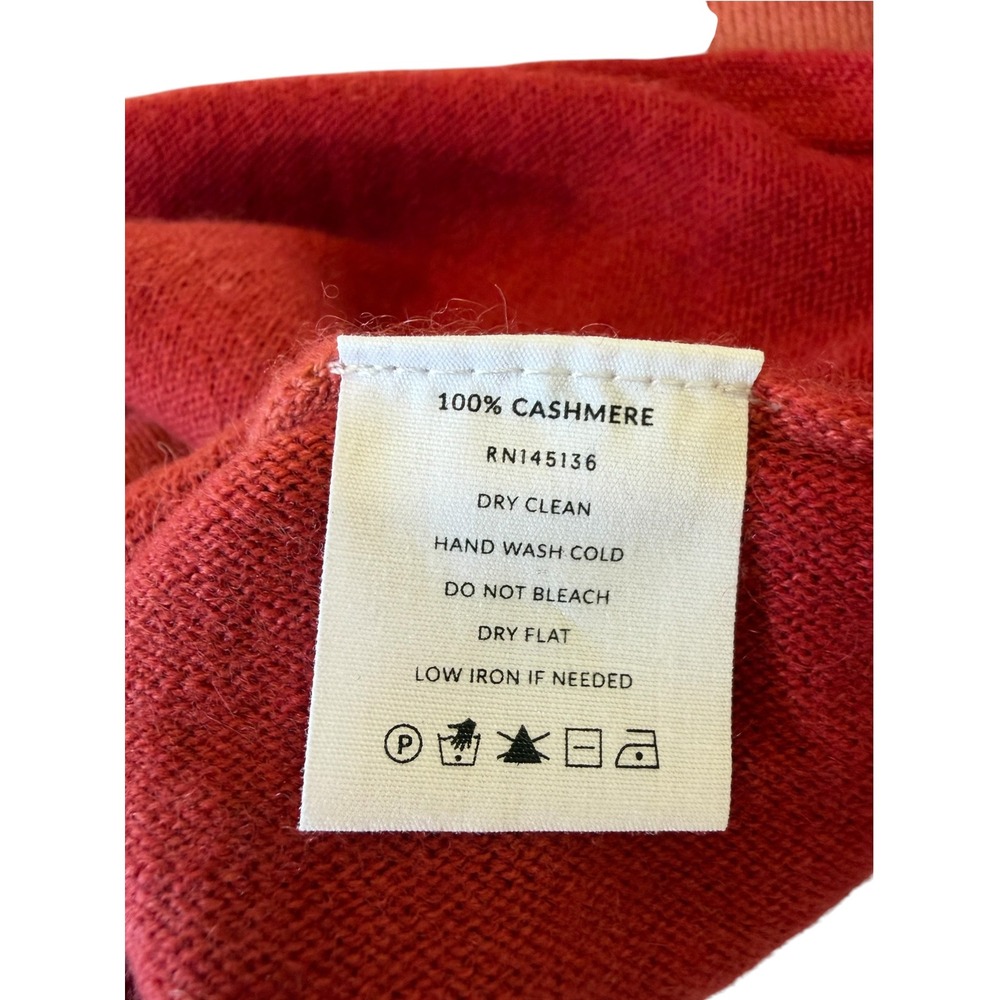 Soft by Naadam Camel & Berry Red Ombre Oversized Poncho Cashmere Sweater, M/L - Picture 8 of 8